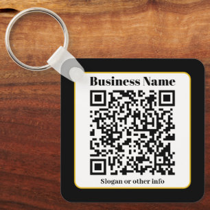 Llavero Crea tu propio código QR Borde dorado blanco y n