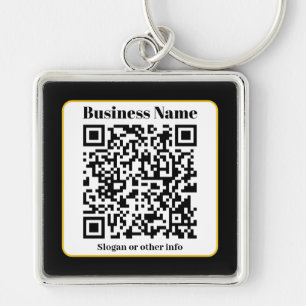 Llavero Crea tu propio código QR Borde dorado blanco y n