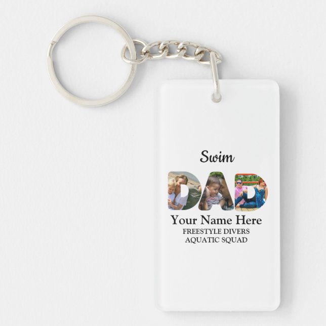 Llavero Crea tu propio collage de fotos de papá deportivo  (Frente)