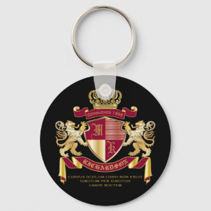 Llavero Crea tu propio escudo de armas rojo León de oro Em