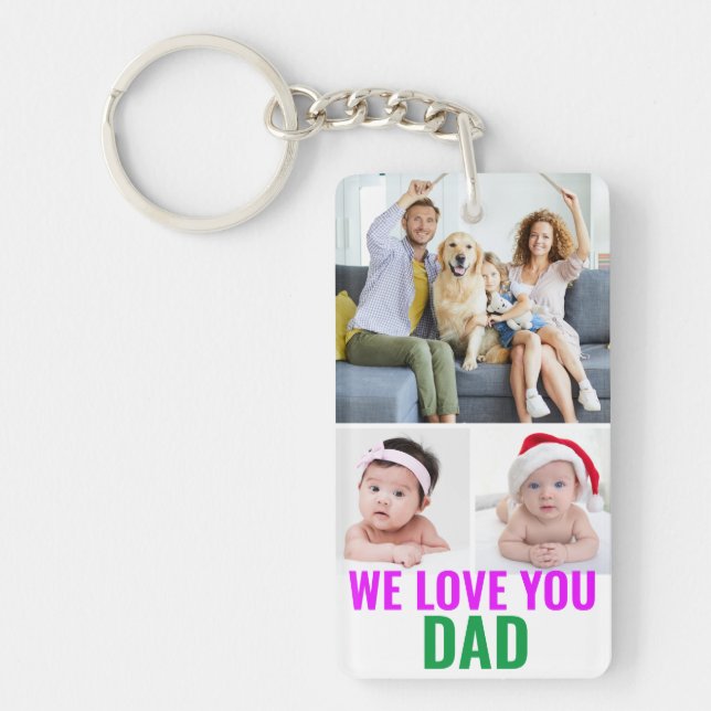 Llavero Crea tu propio Personalizado papá foto te queremos (Frente)