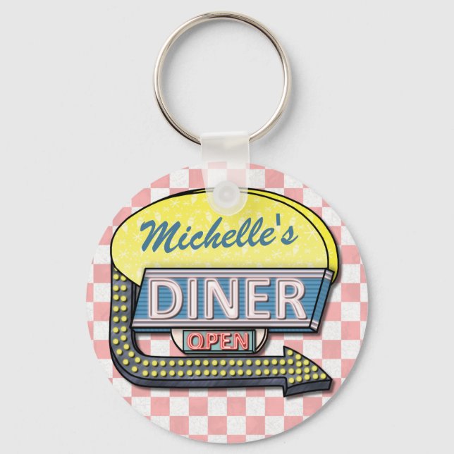 Llavero Crea tu propio Personalizado Retro 50's Diner Rótu (Anverso)