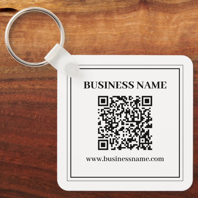 Llavero Crea un código QR escaneable | Blanco y negro (Anverso)