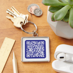 Llavero Crea un código QR escaneable Editable Azul Oscur