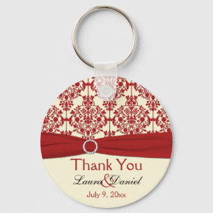 Llavero Cream and Red Damask Gracias Keychain