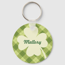 Cream Shamrock Personalizado Keychain