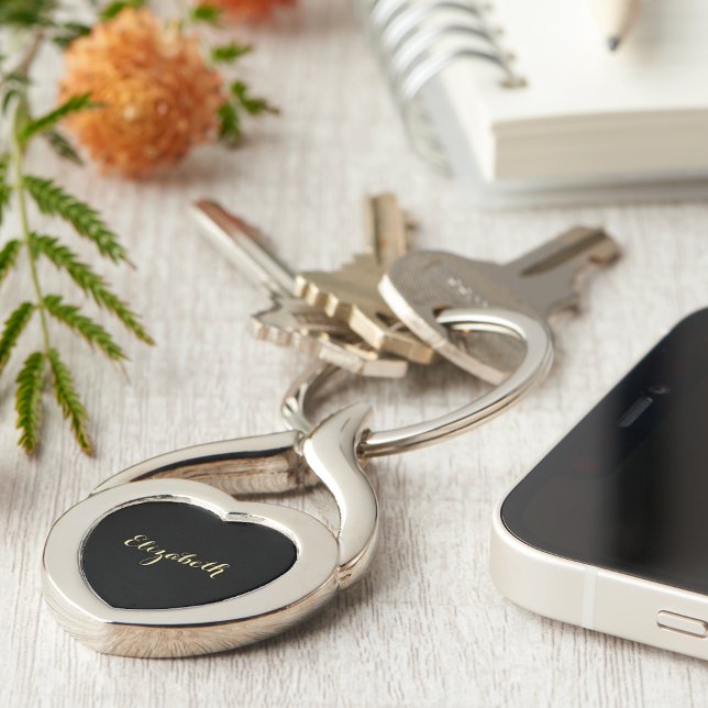 Llavero Crear Personalizado elegante oro Monograma de cump (Create Custom Stylish Gold Monogram Birthday Heart Keychain)