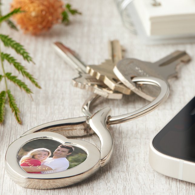 Llavero Crear Personalizado foto Día de San Valentín de cu (Create Custom Photo Birthday Valentines Day Heart Keychain)