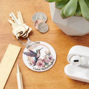 Llavero Crear su propia acuarela Hummingbird Nombre person