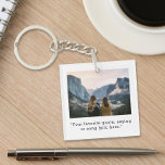 Llavero Crear su propia foto de cita Personalizado<br><div class="desc">Crea tu propia cita personalizado y cadena de fotos personalizada. Presenta una de sus fotos y texto favoritos en la tipografía moderna minimalista.</div>