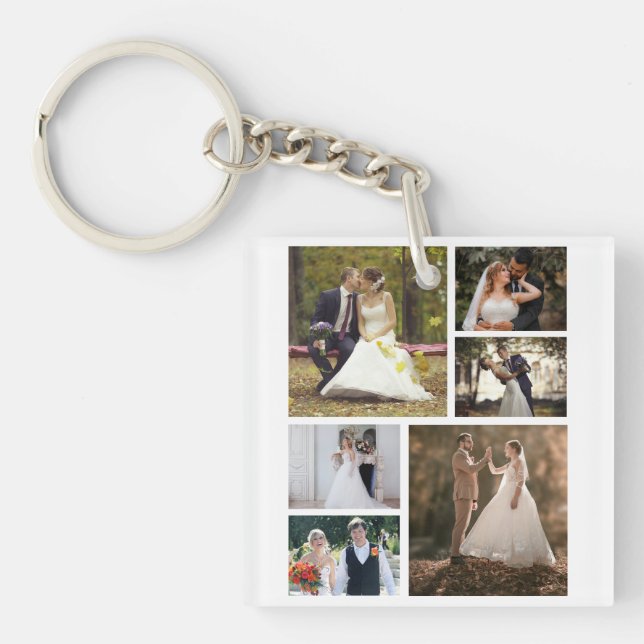 Llavero Crear su propio Collage de 6 Bodas de fotos (Frente)