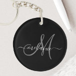 Llavero Crear Su Propio Monograma Personalizado Y Script D<br><div class="desc">Crea tu propia cadena de claves personalizada con tu nombre y monograma manuscritos personalizados. Para editar esta plantilla de diseño, cambie los campos de texto como se muestra arriba. Puede agregar fácilmente más texto o imágenes, fuentes personalizares y colores. ¡Trate o haga el regalo perfecto para la familia, amigos, padres...</div>