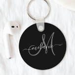 Llavero Crear Su Propio Monograma Personalizado Y Script D<br><div class="desc">Crea tu propia cadena de claves personalizada con tu nombre y monograma manuscritos personalizados. Para editar esta plantilla de diseño, cambie los campos de texto como se muestra arriba. Puede agregar fácilmente más texto o imágenes, fuentes personalizares y colores. ¡Trate o haga el regalo perfecto para la familia, amigos, padres...</div>