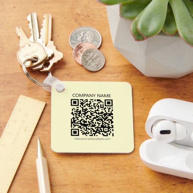Llavero Crear un código QR | Amarillo pálido (Escritorio )