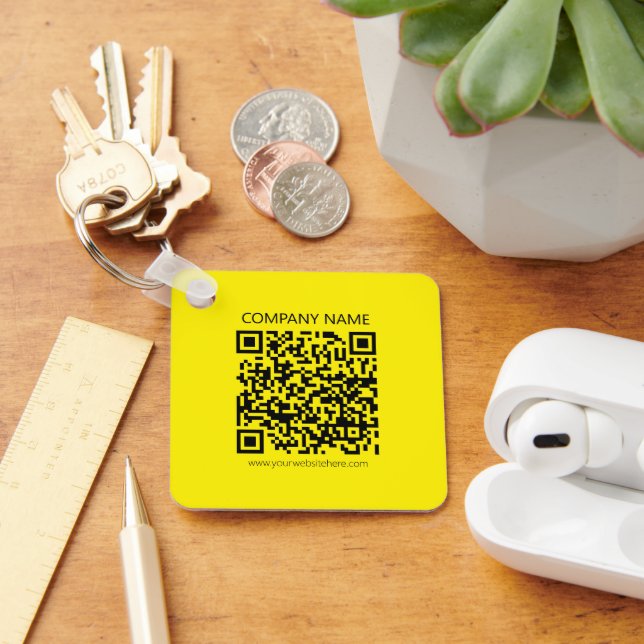 Llavero Crear un código QR | Fácilmente visto en amarillo  (Escritorio )