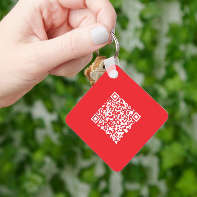 Llavero Crear un código QR rojo analizable (modificable) (Mano)