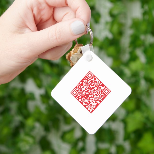 Llavero Crear un código QR rojo escaneable (editable) (Mano)