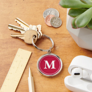 Llavero Crear una cadena de claves de monograma rojo de Cr