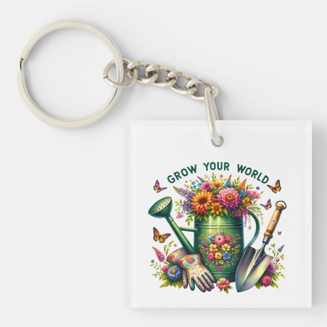 Llavero Crecer el diseño de los jardines florales del mund (Frente)