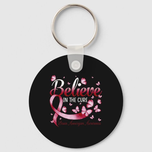 Llavero Cree En La Cure Brain Aneurysm Awareness Butte (Anverso)