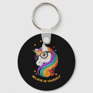Llavero Cree En Usted Misma Unicornio
