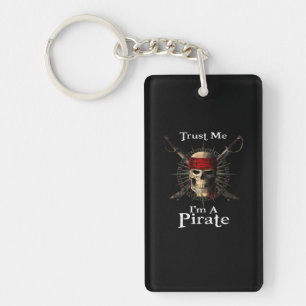 Llavero Créeme, soy un cráneo pirata y espadas graciosas