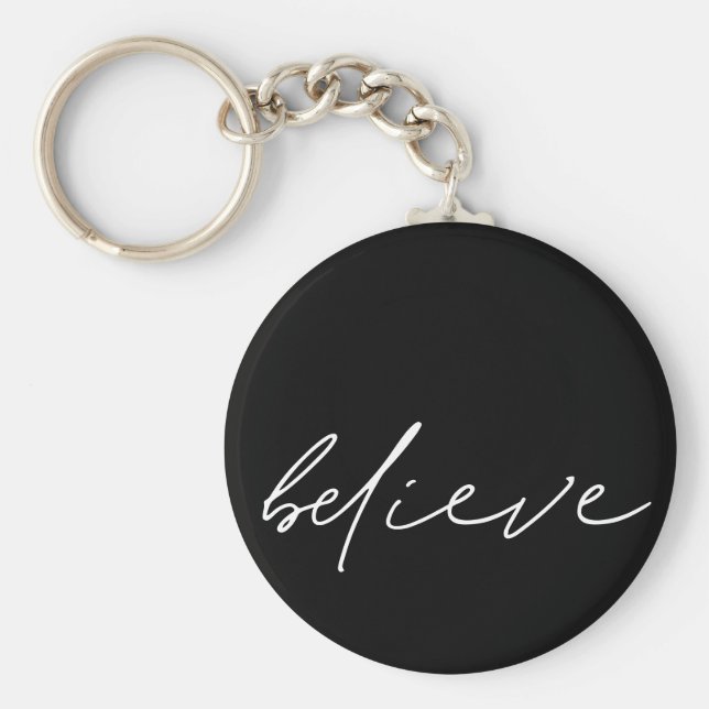 Llavero Creencia motivacional Guión blanco manuscrito (Frente)