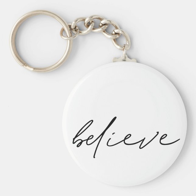 Llavero Creencia motivacional guión negro manuscrito (Frente)