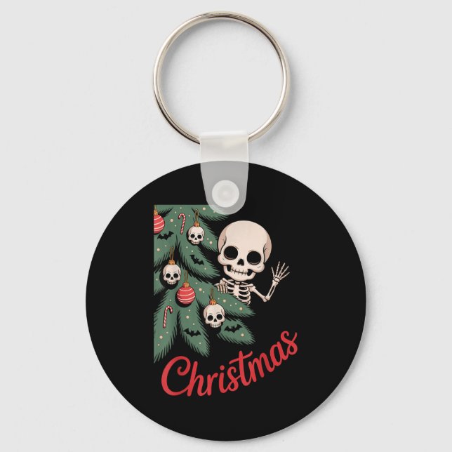 Llavero Creepy Cute Kawaii Skeleton Christmas Tree Skull B (Anverso)