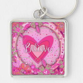 Llavero Creer Bonito floral cardíaca Inspiradora rosa