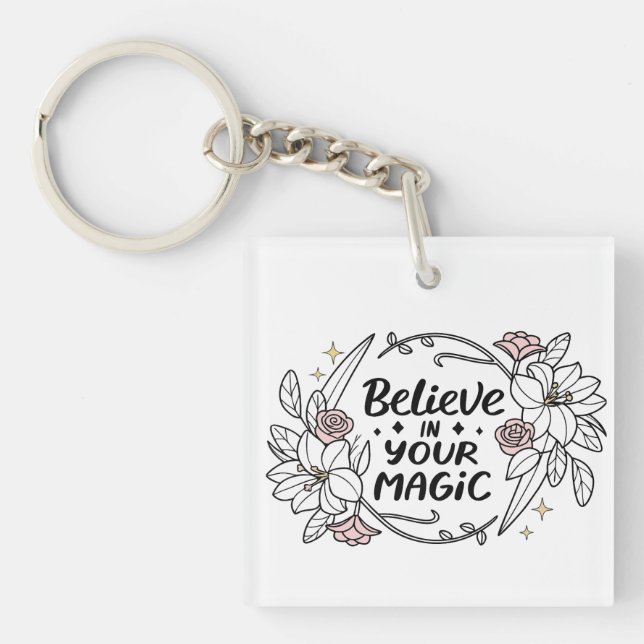 Llavero Creer en tu magia - Floral Inspiradora (Frente)