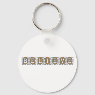 Llavero CREER MOTIVO Inspirador Texto de oro Blanco