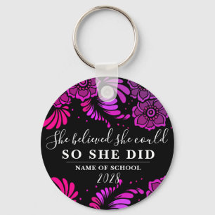 Llavero Creía Que Podía Flor De Magenta Negra