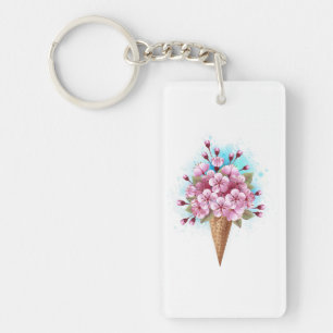 Llavero Crema rosa de hielo Sakura Waffle Cone