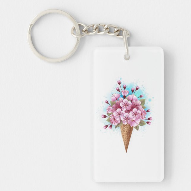 Llavero Crema rosa de hielo Sakura Waffle Cone (Frente)