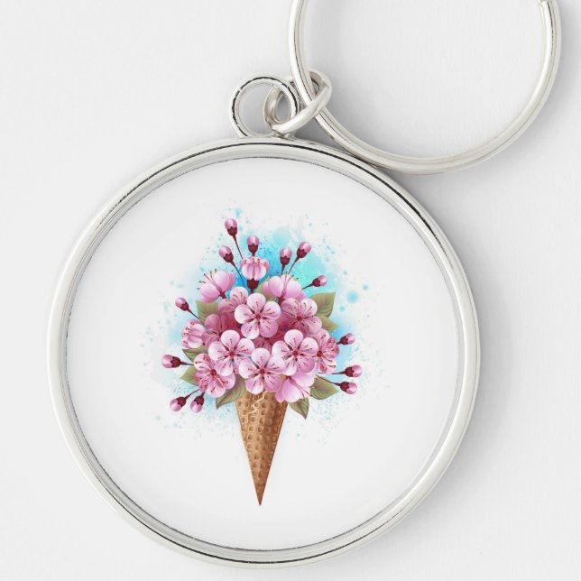 Llavero Crema rosa de hielo Sakura Waffle Cone (Frente)