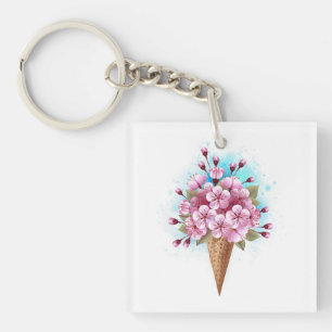 Llavero Crema rosa de hielo Sakura Waffle Cone