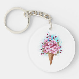 Llavero Crema rosa de hielo Sakura Waffle Cone