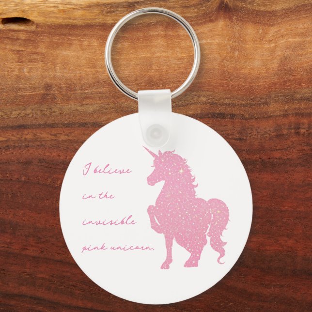 Llavero Creo en el unicornio rosa invisible. (Anverso)