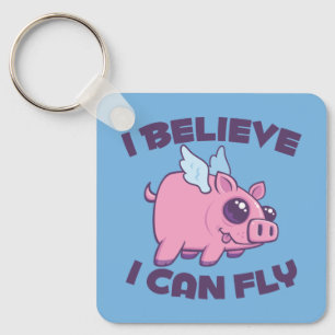 Llavero Creo que puedo volar Cerdito Kawaii Lindo