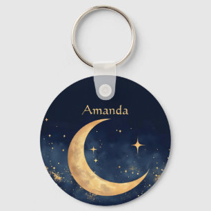 Llavero Crescent Moon and Stars Night Sky personalizado