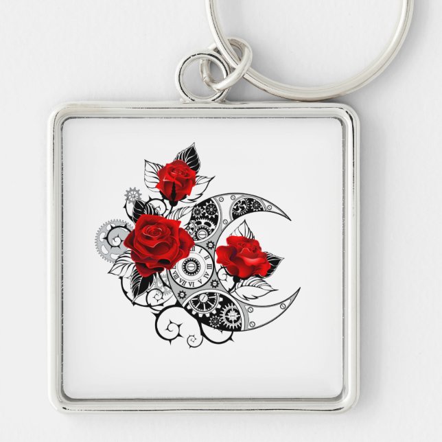 Llavero Crescente Mecánico con Rosas Rojas (Frente)
