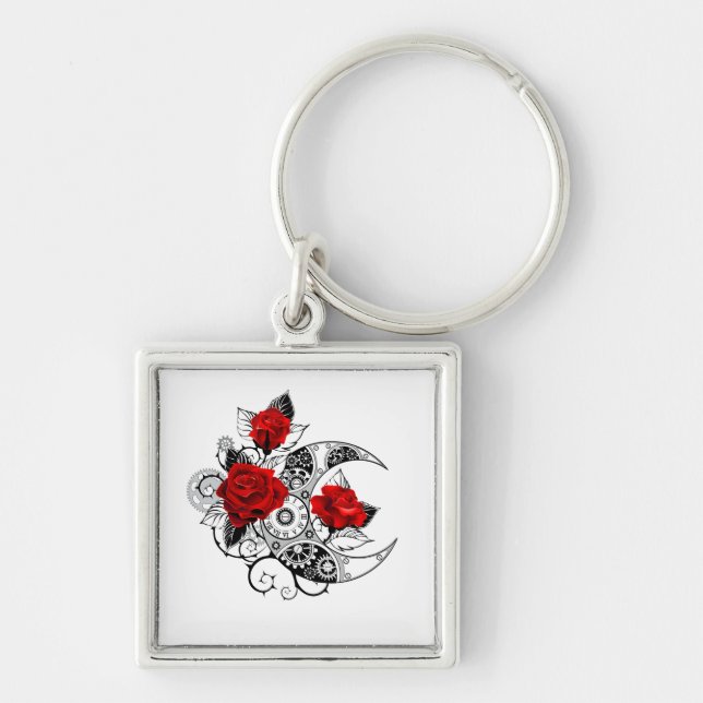 Llavero Crescente Mecánico con Rosas Rojas (Frente)