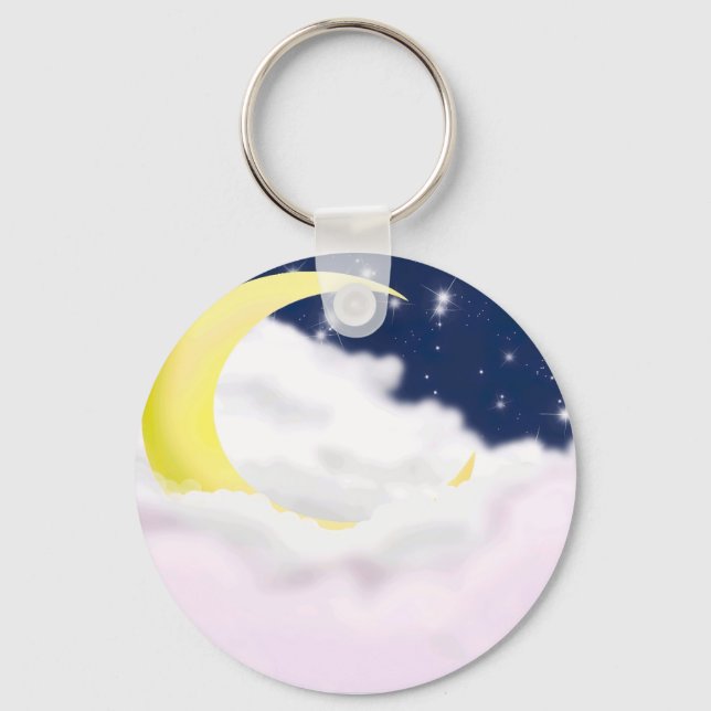 Llavero Cresent Moon in Soft Clouds Aluminum Keychain  (Anverso)