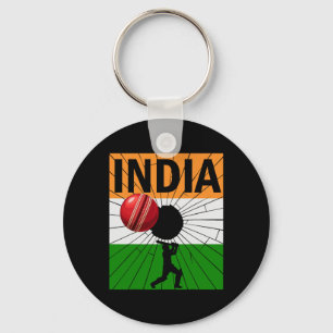 Llavero Cricket de India con pincelada de la bandera india