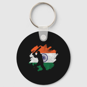 Llavero Cricketista de la India Bandera vintage de la Indi
