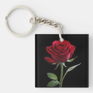 Llavero Crimson on Ebony: La única rosa roja,