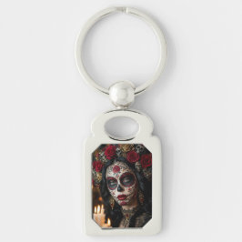 Llavero Crimson Rose Calavera – Elegante Día de Muertos