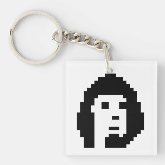 Llavero criptopunk blanco negro (Frente)