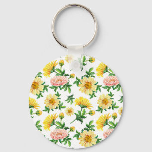 Llavero Crisantemo acuarela: diseño floral sin foco